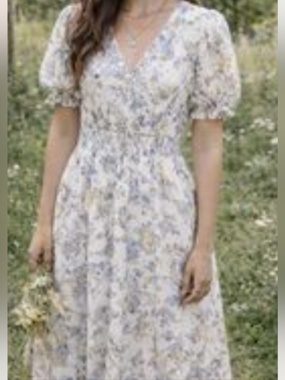 Anthropologie Lea Bohemian Floral Cotton Maxi Dress Ivory Blue Yellow Womens 1X